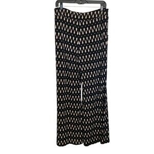 Joseph Ribkoff Sz 10 Black Flowy Patterned Wide Leg Poly Blend Pull On Pants